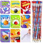 Kisston 48 Pcs Bowling Party Favors Include 24 Bowling Mini Notepad Small Pocket Notebook with 24 Bowling Pencils for Kids Classroom Graduation Party Favors Student Teacher Gift Office School Reward