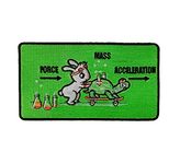 "Using Force" Funny Bunny Rabbit & Turtle Physics Humor - Iron on Embroidered Patch Applique