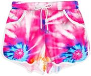 Deerose Kids Summer Swim Shorts Quick Dry Swimming Board Shorts Active Beach Shorts 5-14 Years, Tie Dye Pink, 11-12 Years