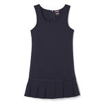 French Toast Girls' Pleated Hem Jumper with Ribbon, Navy, 2T