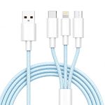 Sounce 60W 3-in-1 Fast Charging Cable 1.5M Nylon Braided, 3A Multi Charger with Type-C Micro USB Lightning Support for iPhone Samsung OnePlus Xiaomi Oppo Vivo Android Car Charger (Black)