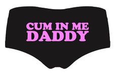 JIQIMEI Women's Underpants Funny Panties, Soft and comfortable Low rise sexy, Give her a gift of love, Cum in Me Daddy（pink）, X-Large