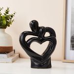 amazon basics Passionate Romantic Couple Ceramic Statue for Home Decor (Pack of 1, Black)