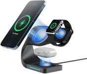 Magnetic Wireless Charger, 4 in 1 Wireless Charging Station, Ultra Fast Wireless Charger Stand for iPhone 15 14 13 12 11 Pro Max XR XS 8 Plus, Apple Watch 8 7 6 5 4 3 2 SE and AirPods Pro 3 2 with LED