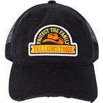 Concept One Yellowstone Adjustable Snapback Mesh Snapback Trucker Hat with Curved Brim, Black, One Size