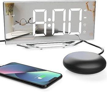 Reloj despertador digital con vibración, gran pantalla de 8,7 pulgadas, para dormir profundo, despertador multifunción con vibración con repetición de alarma, conexión USB, brillo y volumen ajustables