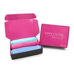 Simply Gone Make Up Remover Cloth (3 Pack). Large Reusable Microfibre Face Cloth removes all makeup, even waterproof mascara. Ideal for Sensitive Skin. (Blue, Pink & Turquoise)