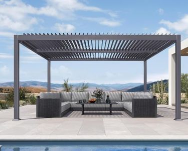 PURPLE LEAF Louvered Pergola 13' x 15' Aluminum Outdoor Pergola with Adjustable Louvers Roof and Integrated Drainage System 70 Mph High Wind Resistant Large Pergolas for Patio Poolside Garden Yard