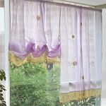 FADFAY Pastoral 57-Inch-by-69-Inch Adjustable Balloon Manual Hook Flower Shade Curtains,Light Purple