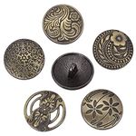 HOUSWEETY 30PCs Round Sewing Buttons Bronze Tone Flower Decorative Pattern Mixed 17mm