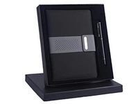 CMY Executive Classic Leather A5 Notebook with Pen Vintage Travel Notebook and Pen Journal Diary Business Daily Ideas Notepad Christmas Birthday Gift Set for Girls Women Mum Dad (BLACK)