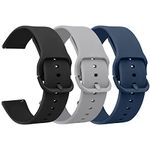 YILED Silicone Watch Bands Quick Release 20mm 22mm, Soft Sport Waterproof Replacement Watch Strap for Women Men (20mm, Black+Grey+Navy Blue)