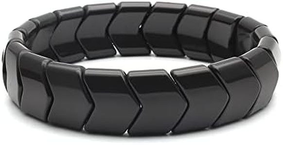POWER IONICS Black Tourmaline Healing Beaded Stretch Bracelets for Men/Women, 20cm, High Elastic Size, Jewellery Gift Box