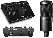 Audio-Technica AT2020 Cardioid Condenser XLR Microphone for Voiceover, Podcasting, Streaming and Recording, and M-Audio AIR 192x4 USB Audio Interface