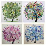 ABEUTY 4 Packs Set Diamond-Painting DIY 5D Special Shape Rhinestones, Four Seasons Tree & Tree of Life, Partial Drill Crystal Diamond Art Kits