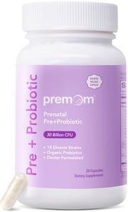 Premom Prenatal Pre & Probiotics for Women: Organic Prebiotics, 30 Billion CFU, 18 Diverse Strains - Supports Digestive, Gut & Immune Health for Mom and Baby - Daily Capsules