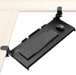 VIVO Large Pull Out Keyboard Tray for Corner Desk, 27 (33 Including Clamps) x 11 inch Slide-Out Platform Computer Drawer, 90-Degree Swivel C-Clamps for L-Shaped Workstation, Black, MOUNT-KB10C