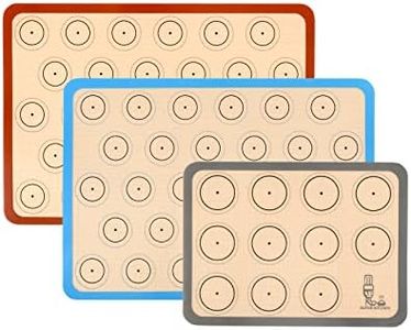 Silicone Baking Mat Macaron Cookie Sheet - Set of 3, Non Stick Oven Tray Liners for Macaroons/Cake/Bread Making,42x29.5cm, 29.2 x 21.6cm, by Super Kitchen