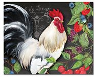 CounterArt 23007 White Rooster' Glass Cutting Board, 15 x 12 Inches