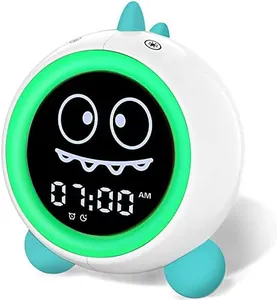 Kids Alarm Clock, Toddler Sleep Training Clock with Night Lights, Sound Machine, Time to Wake Dinosaur Alarm Clock for Children, Gift Ideas for Kids Toddler Boy Girl (Green)