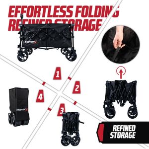 MoverX 200L Folding Trolley – Black Collapsible Utility Cart