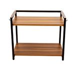 DECOWORLD || Microwave Stand || Metal Microwave Stand for Kitchen Counter|| Double Platform for Extra Storage (Black with Honey Brown)