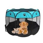 DELITLS Pet Playpen, Breathable Pet Cage Tent for Indoors and Outdoors, Foldable Waterproof Scratch Portable Exercise Pet Fence, Pen Tent House Playground for Dogs and Cats, Gray, Small(Blue Black)