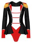 inlzdz Ringmaster Cosplay Outfit Women Adults Circus Showman Halloween Leotard Costume Tassel Stage Dance Jumpsuit Black S
