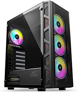 Ant Esports 510 AIR Mid Tower Gaming Cabinet Computer Case Supports E-ATX, ATX, Micro-ATX, Mini-ITX Motherboard Sliding Tempered Glass Side Panel, 3x120 mm ARGB Front 1x120 mm ARGB Rear Fans, Black
