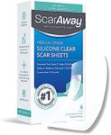 ScarAway Advanced Clear Silicone Scar Sheets, Medical Grade Silicone Strips (1.5" x 3") Scar Treatment and Prevention for Surgical, Burn, Body, Hypertrophic & Keloid Scar Treatment, 6 Clear Sheets