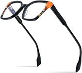 HEPIDEM Multicolor Acetate Glasses Frame Men Vintage Square Eyeglasses Women Optical Spectacles, 9252 Black Orange, 43mm