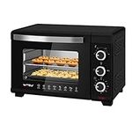 WOLTU Mini Oven 21L, Toaster Oven Electric Oven, Small Oven Countertop Oven with Knobs, 60-Minute Timer, 100-230°C Thermostat, 1280W, Double Glazed Door, Top/Bottom Heating, Black