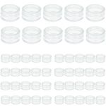 50 Pcs Empty Plastic Cosmetic Jars, 5ml Sample Containers Pots Bottles with Clear Lids,Small Clear Round Travel Sample Jar Pots, Clear Round Mini Portable Cosmetic Containers for Creams Storage