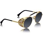 Dervin Unisex Adult Round Sunglasses (Gold Black) - Pack of 1