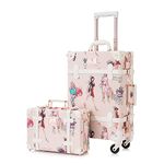 Unitravel Vintage Suitcase Set TSA Approved Carry on Luggage with 12inch PU Leather Train Bag for Women