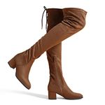 DREAM PAIRS Women's Over The Knee Thigh High Chunky Heel Long Boots Stretch Sexy Fall Boots,Size 7,Brown/Suede,Laurence