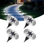 Caldarax Solar Ground Light Outdoor Garden, Deck Lights Solar Powered IP65 Waterproof, Garden Floor Lights for Path Lawn Walkway Driveway Yard Landscape Patio, 4 Pack (8LEDs Cool White)