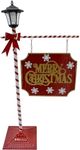Fraser Hill Farm 4-Ft. Lamp Post with Merry Christmas Sign and Solar Lantern | Prelit Festive Holiday Decor | Outdoor Christmas Decoration | Solar Powered | FFMTLAMP048-1RED