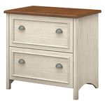 Bush Furniture WC53284-03 Stanford 2 Drawer Lateral File Cabinet in Antique White and Tea Maple