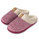 ULTRAIDEAS Women's Cozy Memory Foam Slippers Fuzzy Wool-Like Plush Fleece Lined House Shoes w/Indoor, Outdoor Anti-Skid Rubber Sole (7-8,Pink)