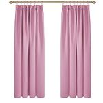 Deconovo Solid Thermal Insulated Pencil Pleat Curtains Tape Top Blackout Curtains for Bedroom 46 x 72 Pink Two Panels