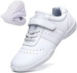 DADAWEN Youth Girls White Cheerleading Shoes Athletic Training Tennis Sneakers Competition Cheer Shoes White US Size 12 M Little Kid