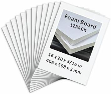 Foam Board 16 x 20 in, 12 Pack White Poster Board, 3/16 in Thick Craft Foam Core Board, Double Sided, Foam Sheets for Picture, Project, Presentation, Artwork, Signage and Crafts