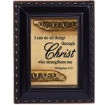 Cottage Garden I Can Do All Things Through Christ Black Gold Rope Trim Small 2 x 3 Frame Plaque