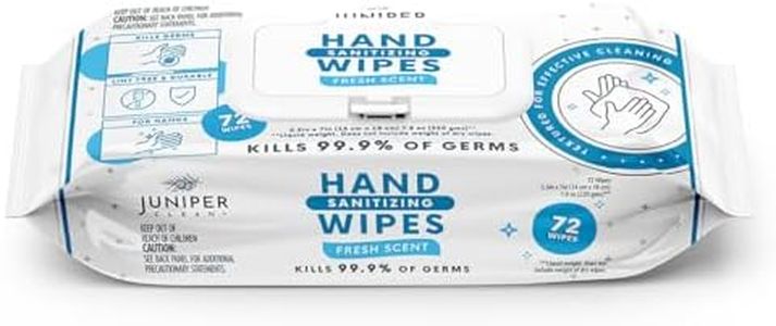 Juniper CLEAN, 1 Pack Hand Sanitizing Wipes, Alcohol Free 72 Count Disposable Hand Sanitizer Wipes, Fresh Scent, Lint Free & Durable