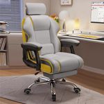 HDHNBA Executive Computer Chair Home Office Desk Chair,Adjustable Angle, Ergonomic Adjustable Height PU Leather Chairs with Cushions Armrest for Long Time Seating-High Back Reclining（Grey）