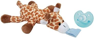 Dummy Pacifier Baby Soother, Dummies for Babies - Detachable Newborn Essentials - Portable Comforter Soothie - Stuffed Animal Plush Toy for 3-36 Months - Teething Dummie for Boys & Girls (Giraffe)