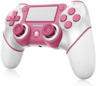 Ubsvaky Pink Wireless Controller For PS4, Pink Macro P-4 Controller Accessories, Recharge Controller For PC, P-4 Accessories Perfect Adaptive Full Version 4/4 Pro/Slim.