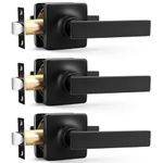 GOBEKOR 3 Pack Matte Black Door Handles Black Passage Door Handles Interior Door Handles Non-Locking Lever Set [for Hallway or Closet Doors] Reversible for Right/Left Sided Doors