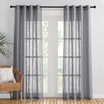 PONY DANCE Grey Voile Curtains - Window Net Curtains Eyelet Top Sheer Curtains Privacy Protected for Bedroom/Nursery Room/French Door, Set of 2, 52-inch Wide by 84-inch Drop, Dark Grey